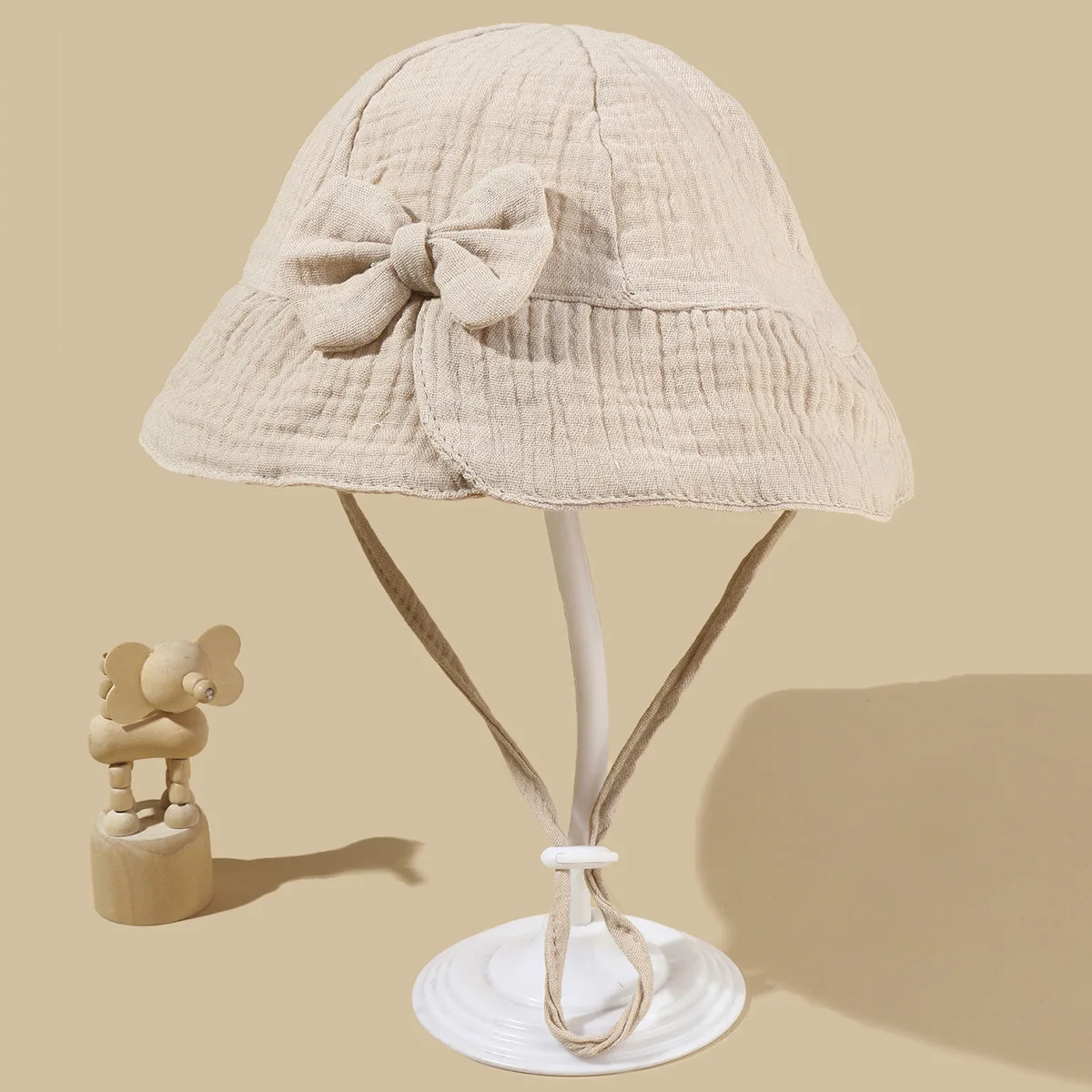 Babykatoenen wastafeldop, babyzonnehoed, vissershoed met print en strik, buitenhoed voor kinderen