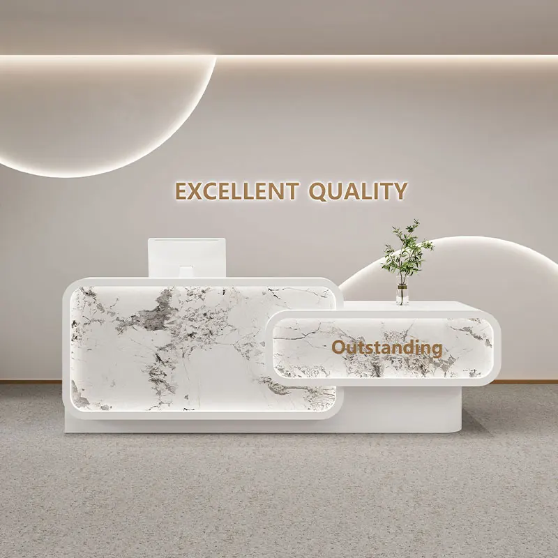 

Customized Beauty Reception Desk European Simple Glamour Storage Reception Desks Premium Design Theke Empfang Office Furniture