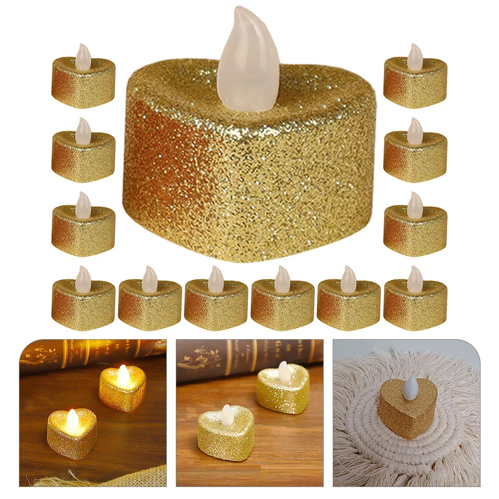 

24 Pcs Heart Shaped LED C les Romantic Decorations Operated Flameless C Light Plastic Material Wedding Gifts