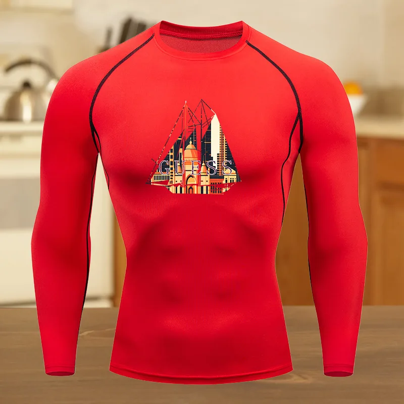 الرجال اللياقة البدنية ملابس رياضية المراهقين تي شيرت التجفيف السريع الجرافيك القمم ضيق التدريب الملابس ضغط الجري كرة السلة الملابس