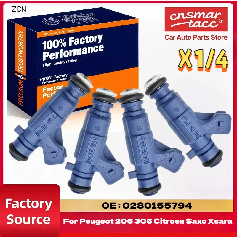 Inyectores de Combustible para Etanol y Gasolina, 1/4 Piezas, 0280155794 1984C6 96256259, para Peugeot 206, para Citroën Saxo Xsara