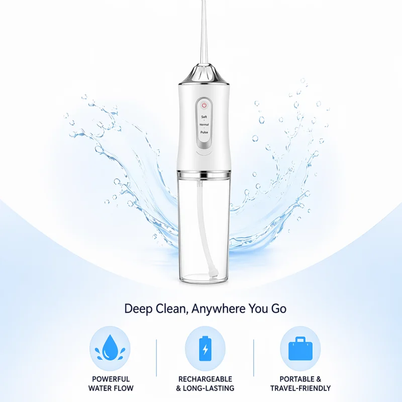 Portable Oral Irrigator Water Flosser Dental Water Jet Tools Pick Cleaning Teeth 240ML 4 Nozzles Oral Cleaning Agents