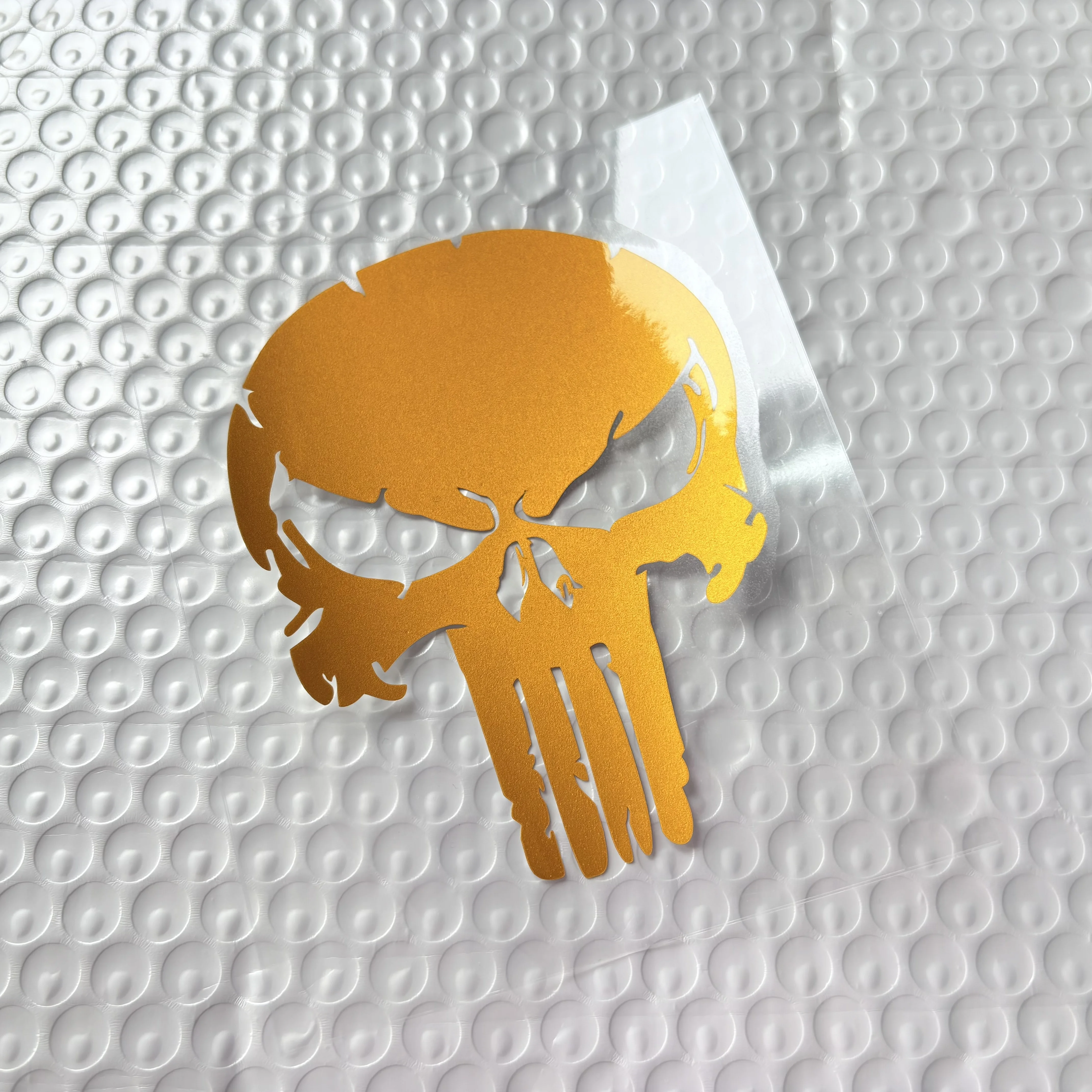 Skull Motorcycle Stickers War Damaged Cracked Waterproof Reflective Decals for Tank
