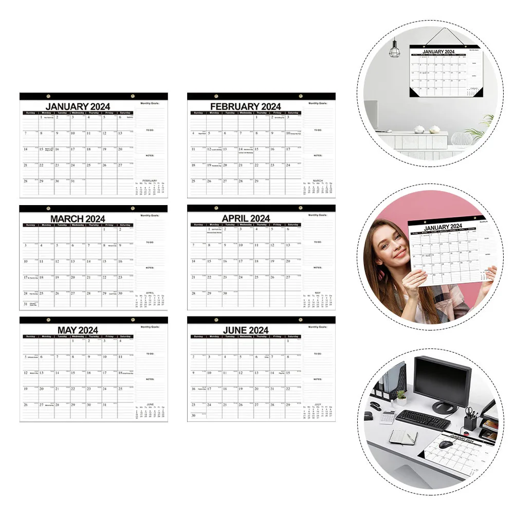 

Английский ежедневный подвесной настенный календарь на 2024, ежемесячный планировщик для офиса и домашнего использования, прозрачный печатный организационный календарь, поставка