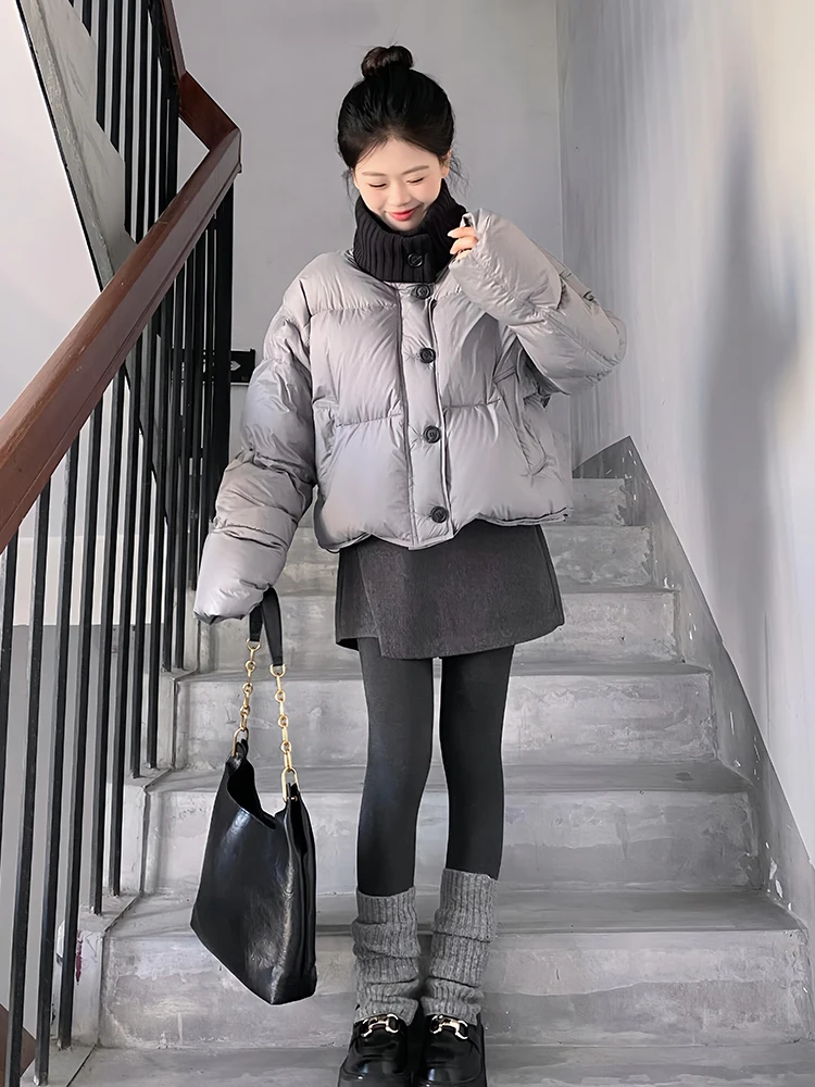 Nova moda feminina casual na moda sólida solta simples básico versátil acolchoado casacos femininos parkas roupas c182