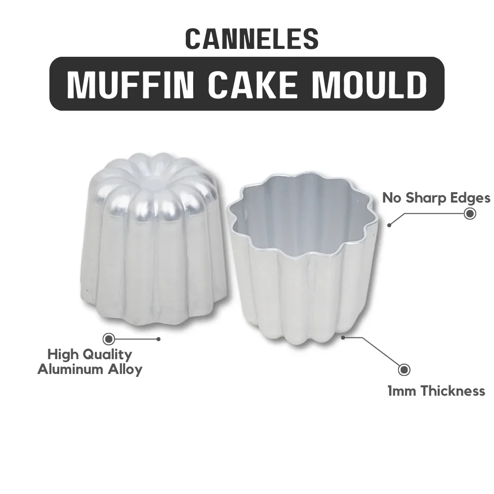 6 pcs Cannele Mold Cupcake Muffin Tray Cake Mould Canele Cake Baking Tool Pastry Decorating Tool Pastry Accessories