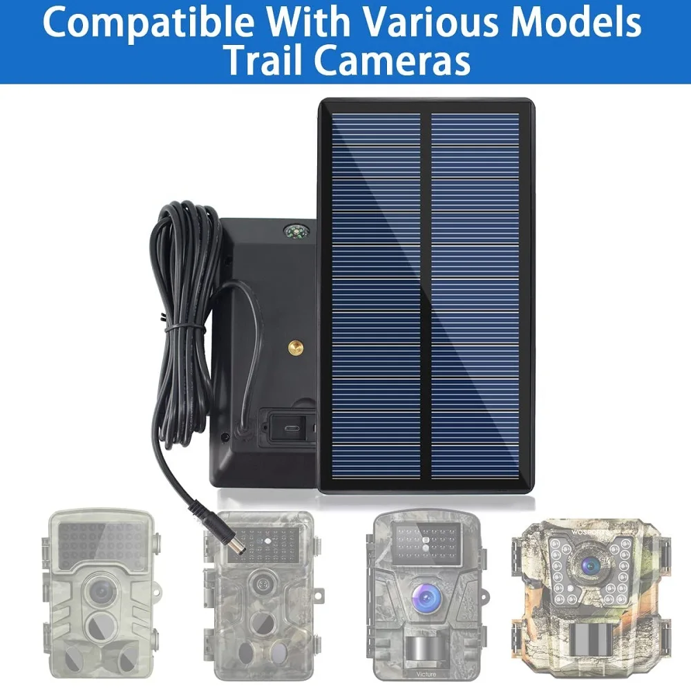 Outdoor 4W 12V Solar Power Panel Build-in 5200mAh Battery Adjustable 6/9/12V Solar Panel Charger Kit For Hunting Trail Camera