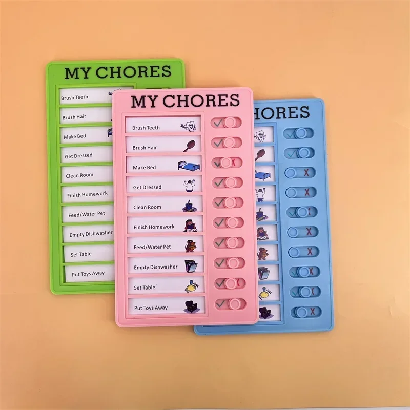 Reusable My Chores Checklist Daily Planner Memo Plastic Board Chore Chart Responsibility Behavior for Kid Self-discipline Card