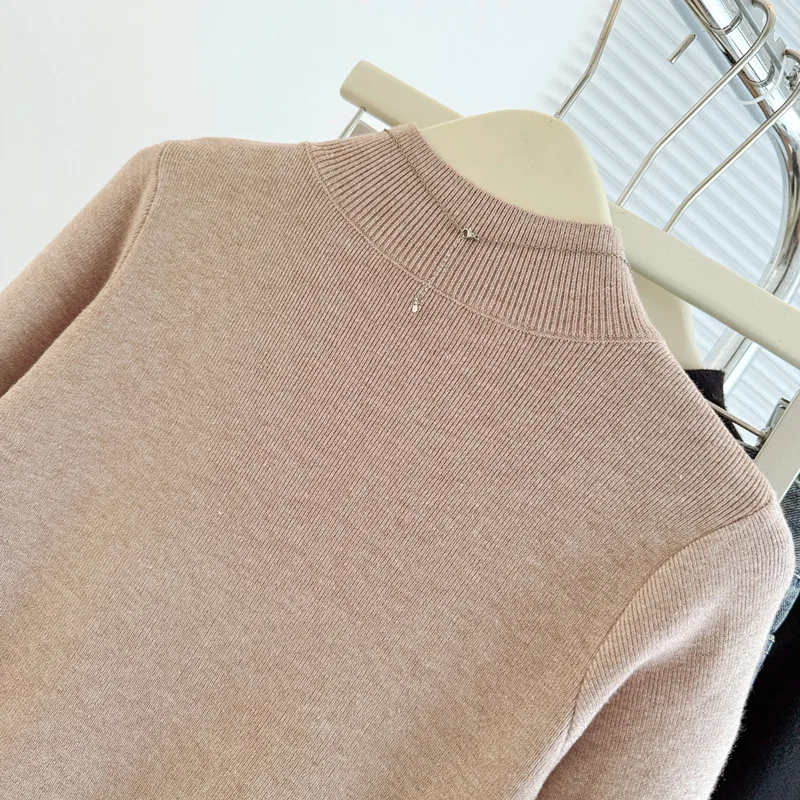 2025 Turtleneck Sweater Casual Autumn Winter Pullover Sweaters Simple Chic Jumpers Women Vintage Basic Solid Knitted Tops