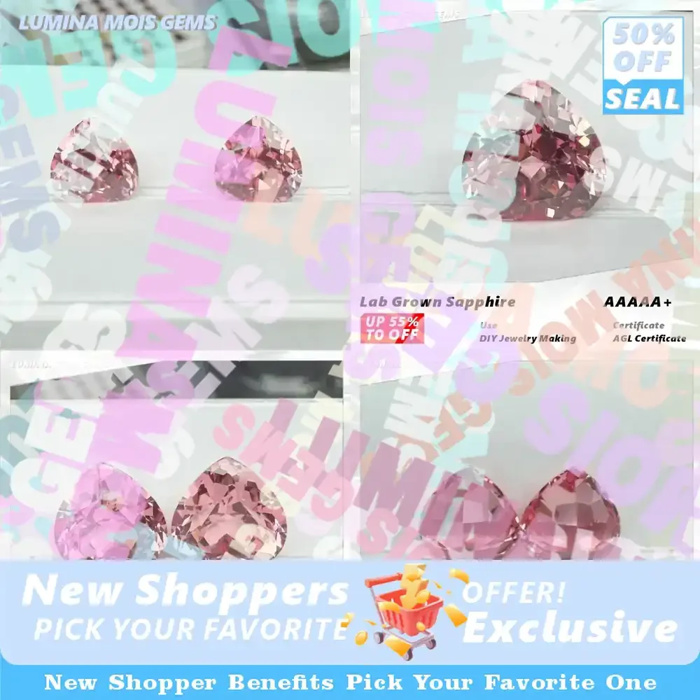 

bb Lab Grown Sapphire Sunrise Pink Color Heart Cut Top Quality Gemstone for Jewelry Making Material Selectable Certificate