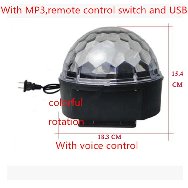220V Digital RGB LED Music Crystal Magic Ball Effect Light 18W MP3 SD USB DMX Disco DJ Stage Lighting Remote Control Bluetooth