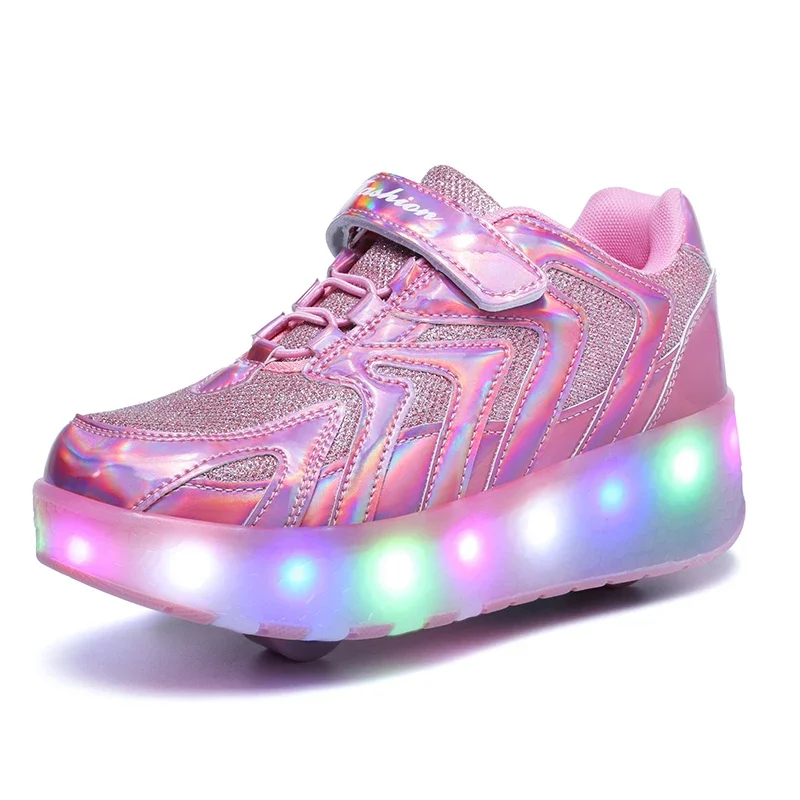 เด็กล้อรองเท้า Roller รองเท้าสเก็ต 2 ล้อเด็ก Deform รองเท้าผ้าใบกีฬากลางแจ้งการเปลี่ยนรูป Parkour Runaway เด็กผู้หญิงเยาวชนของขวัญ