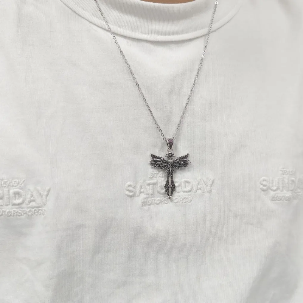 Retro Horus Eye Skull Cross Pendant Necklace for Men Women Hip Hop Punk Street Minimalist Collarbone Chain Jewelry Accessories