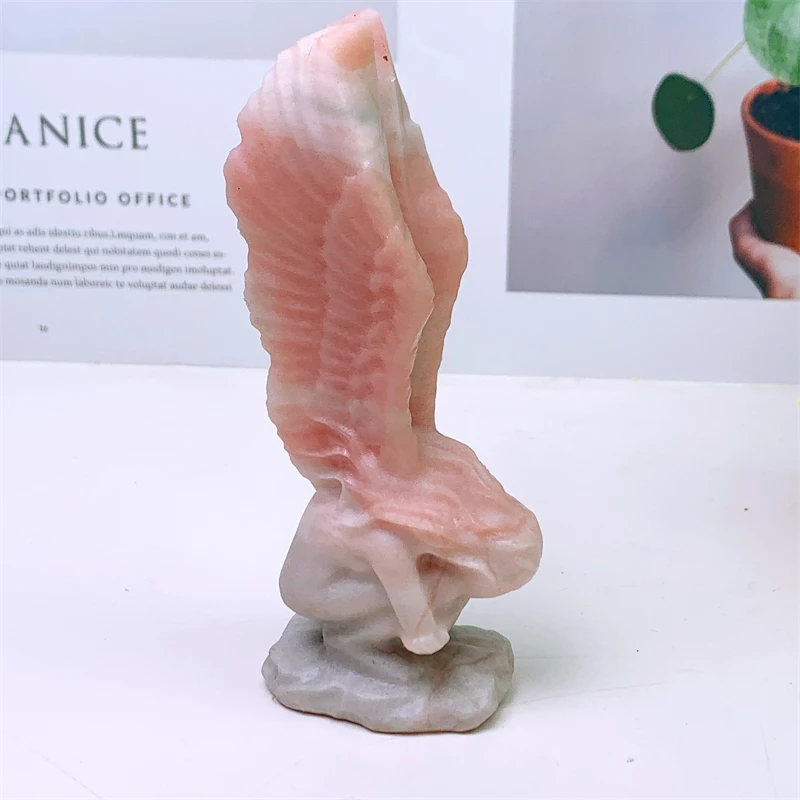 

Natural Pink Opal Angel Wing Girl Carving Crafts Home Decoration Ornaments Gemstone Collection Gift 1pcs