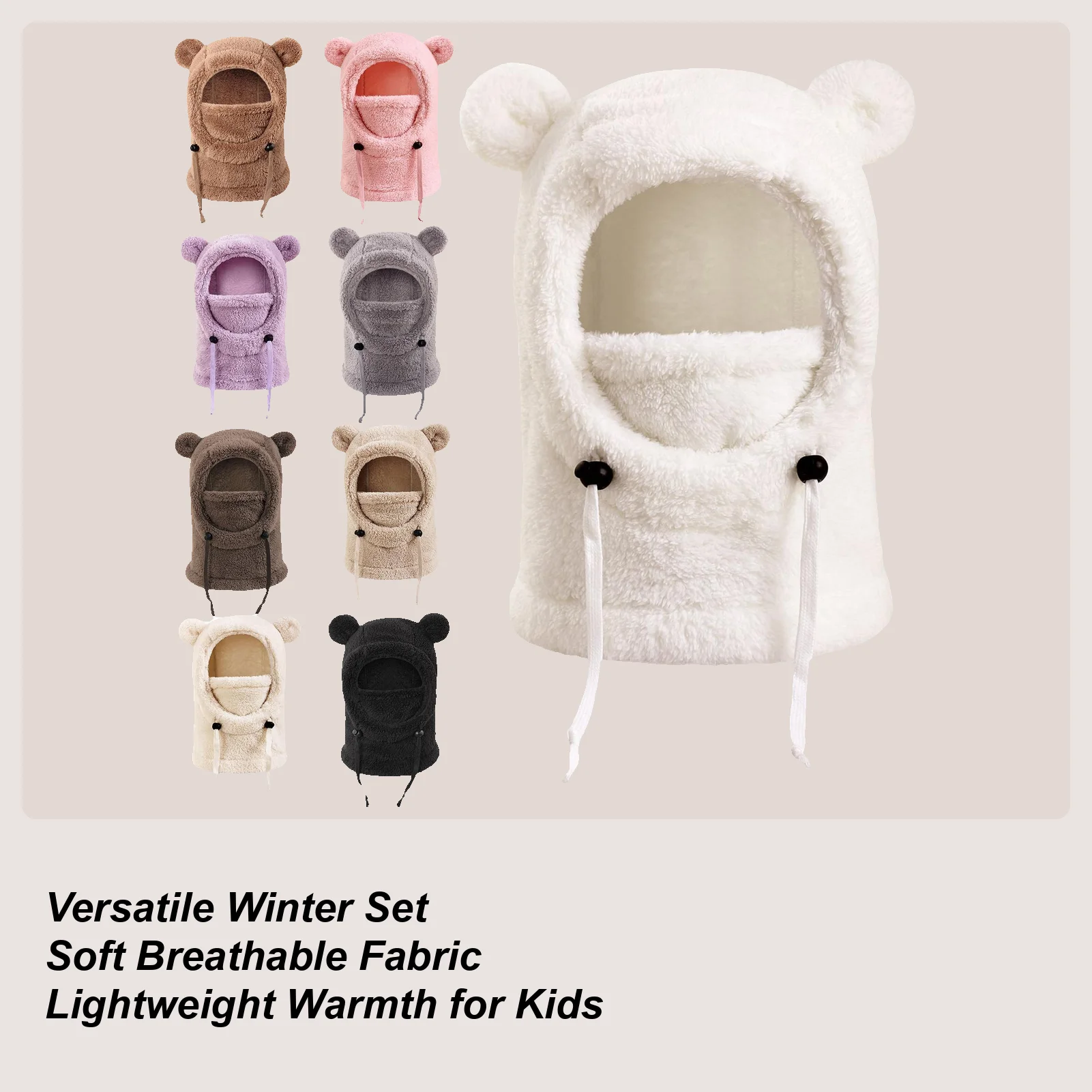 

Kids Ski Face Cover Knit Fleece Neck Warmer Cold Weather Thermal Hat Face Cover For Kids Boys Girls Outdoor Cycling Snowboarding