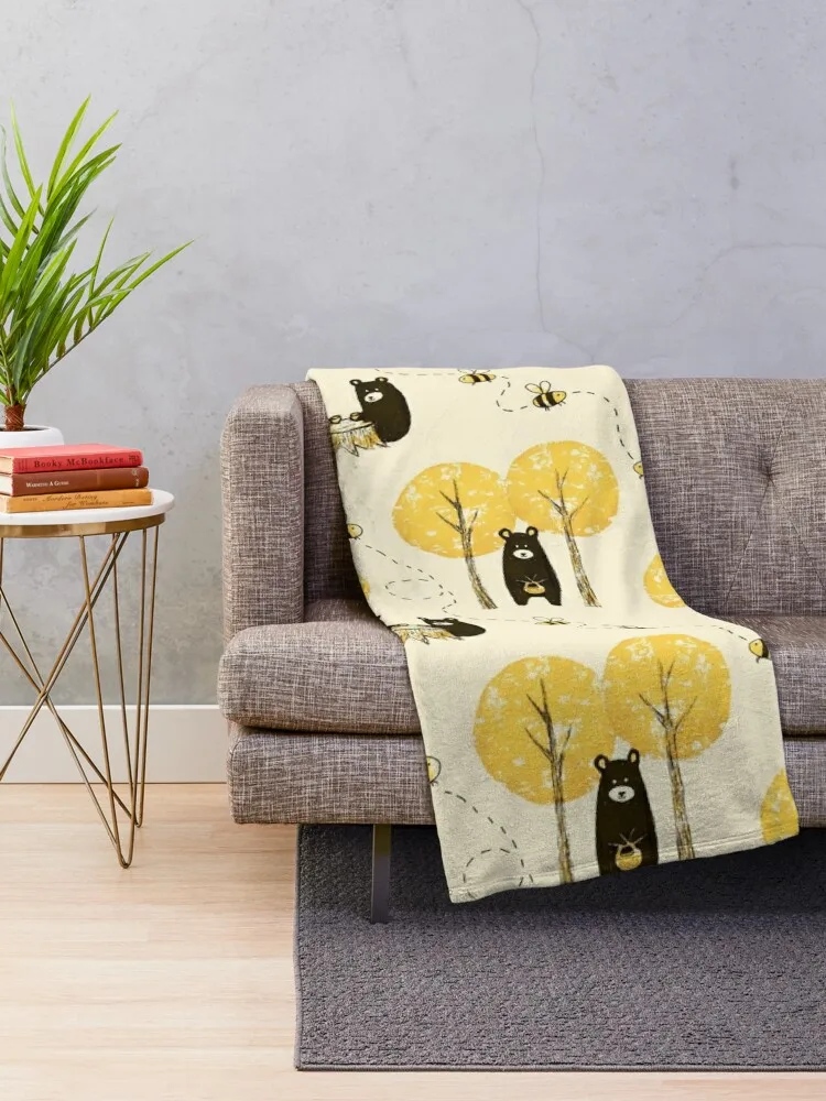 Bear Necessities Pattern Throw Blanket for sofa blankets and throws Thermals For Travel Blankets