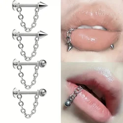 1szt Moda Prosta Stal nierdzewna Łańcuch Lip Stud Chrząstka Stud Kolczyki Odłączane Piercing Biżuteria Do Codziennego Noszenia