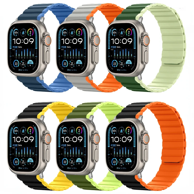 Strap For Apple Watch Band Ultra2 49mm 10 42/46mm 9 8 7 45mm 41mm Silicone Magnetic Belt iWatch Series 6 5 4 3 SE 44mm 42mm 40mm