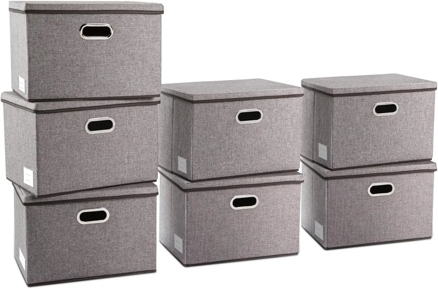 

PRANDOM Large Foldable Storage Bins with Lids [7-Pack] linenFabric Decorative Storage Boxes Organizer Containers Baskets