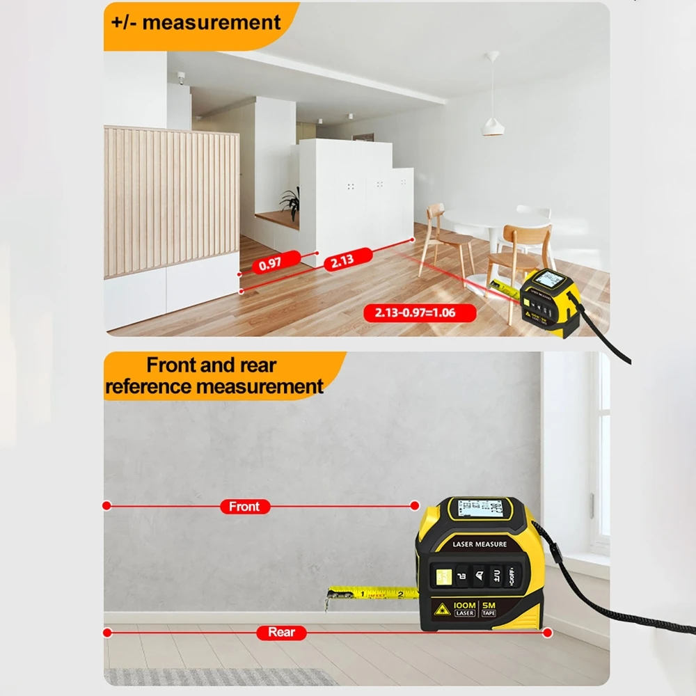 5 In 1 Laser Rangefinder Infrared Measure Tape High-precision Intelligent Electronic Ruler Cross Line Measuring Instrument Tools