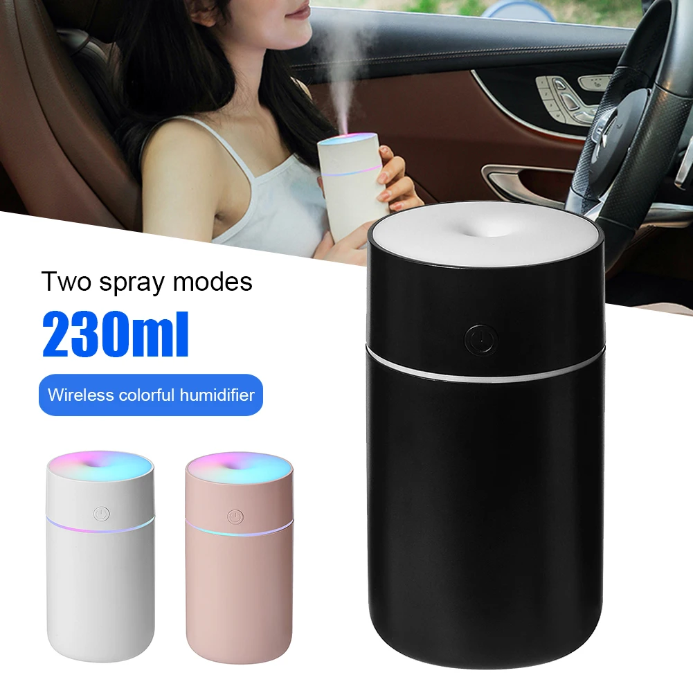 230ml  Portable  USB Rechargeable Mini LED Light Humidifier / Interior Accessories