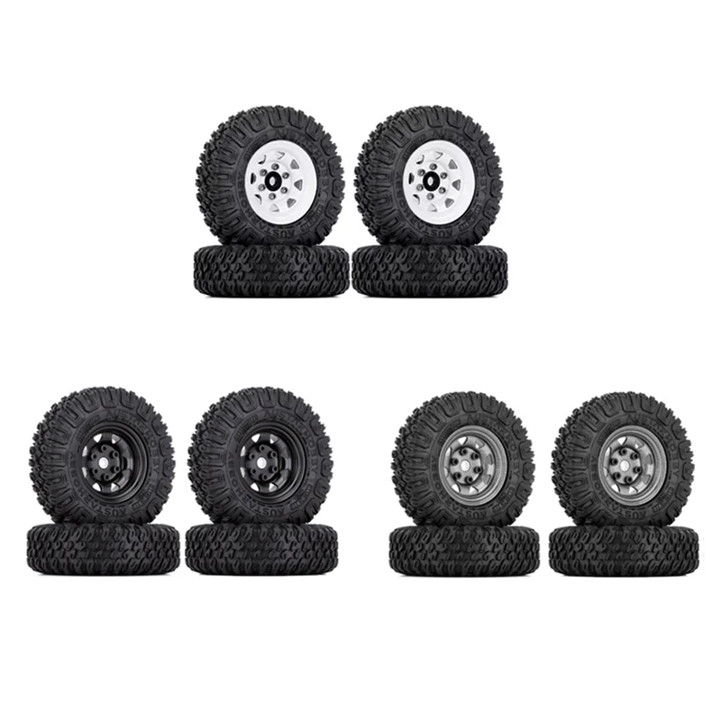 4PCS 85Mm 1.55 Metal Beadlock Wheel Rims Tires Set For 1/10 RC Crawler Car Axial Yeti Jr RC4WD D90 TF2 Tamiya,A Durable