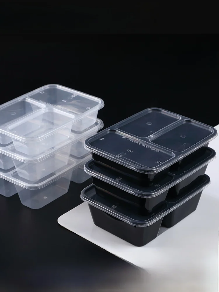 Disposable Tee-Carent Transparent Plastic Takeaway Box Thiened Bla Commercial Microwave Se Rectangular Lunch Box