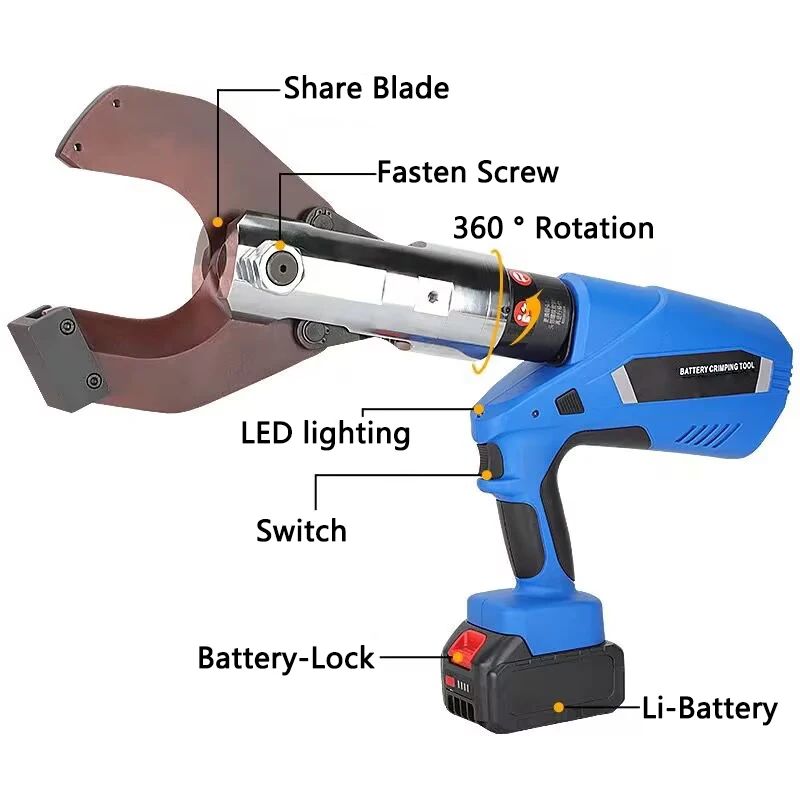 Cortador de cabo elétrico EZ-85C tesoura de cabo portátil recarregável tesoura de cabo hidráulico corte rápido e eficiente 85mm