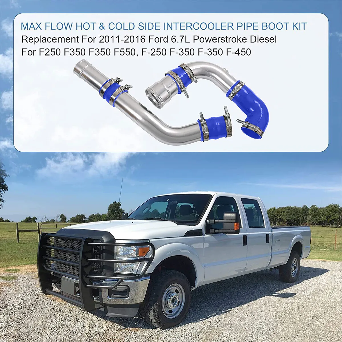 ترقية أنابيب المبرد الداخلي البارد والساخن لسيارة فورد 6.7L Powerstroke ديزل 2011-2016 أزرق