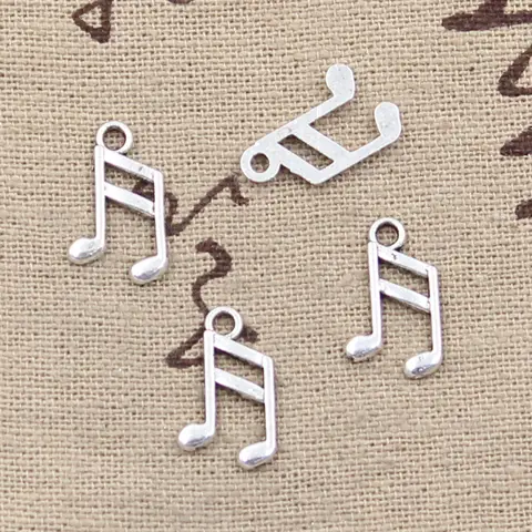 100pcs 매력 사랑스러운 음표 13x8mm 골동품 실버 컬러 도금 펜던트 DIY 수제 티베트어 실버 컬러 쥬얼리 만들기