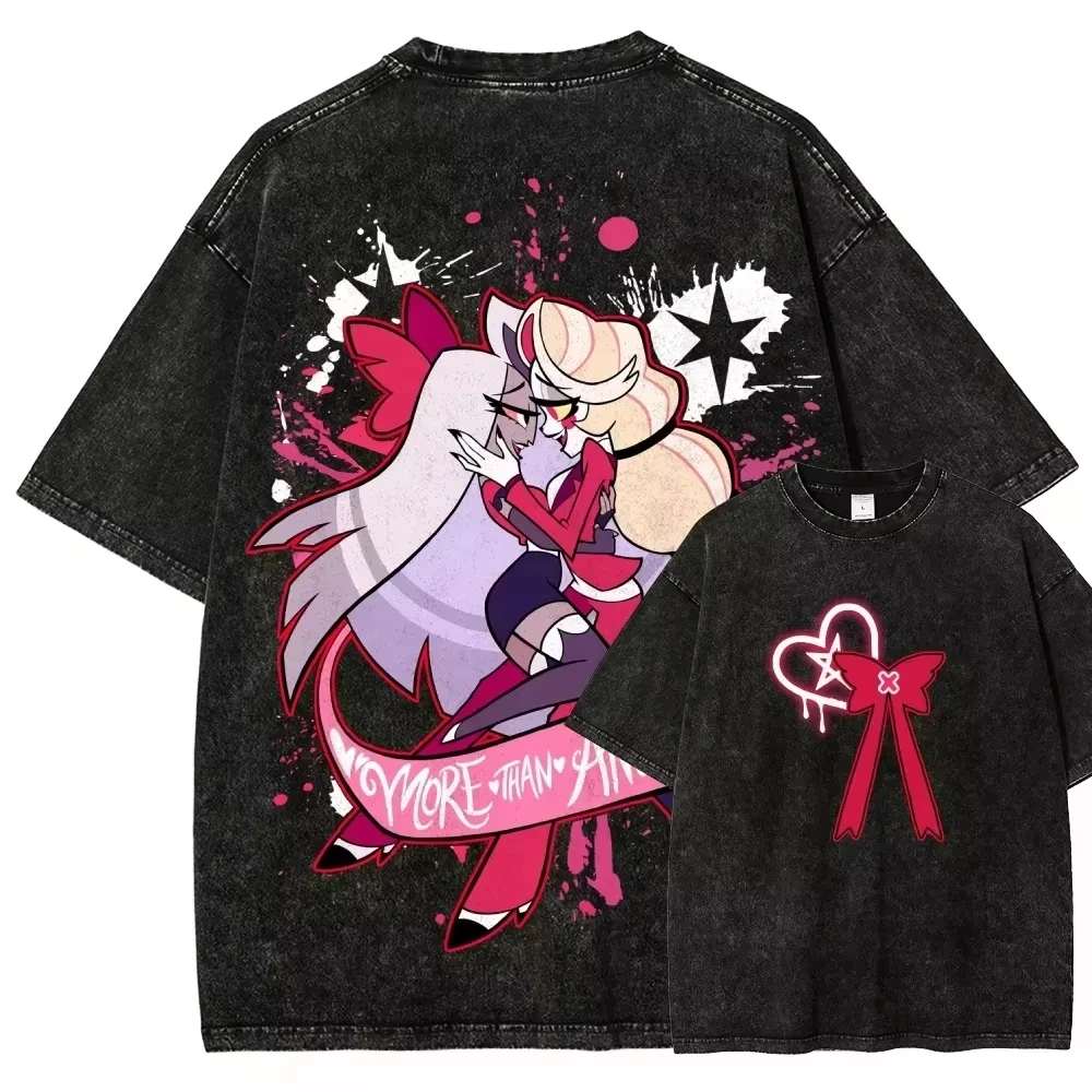 Hazbin Hotel Charlie Morningstar Vaggie Alastor Angel Dust Couple Matching Outfits Graphic Print Vintage Dark Aesthetic Gothic