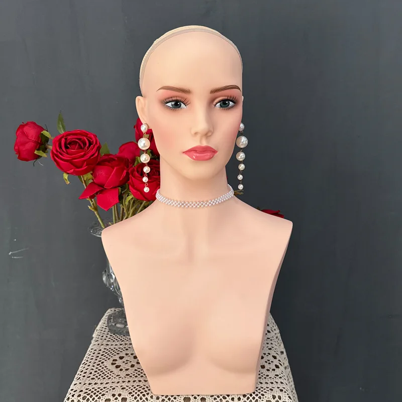 European and American Makeup Wig Mannequin Head Women's High Head Mold, Glasses, Hat, Jewelry Display Simulation Doll Head