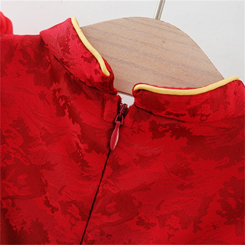Chinese Style Kid Qipao Classic Buckle New Year Dress Adorable Children Clothing 1-3 Years Old Summer Delicate Baby Girl Dresses