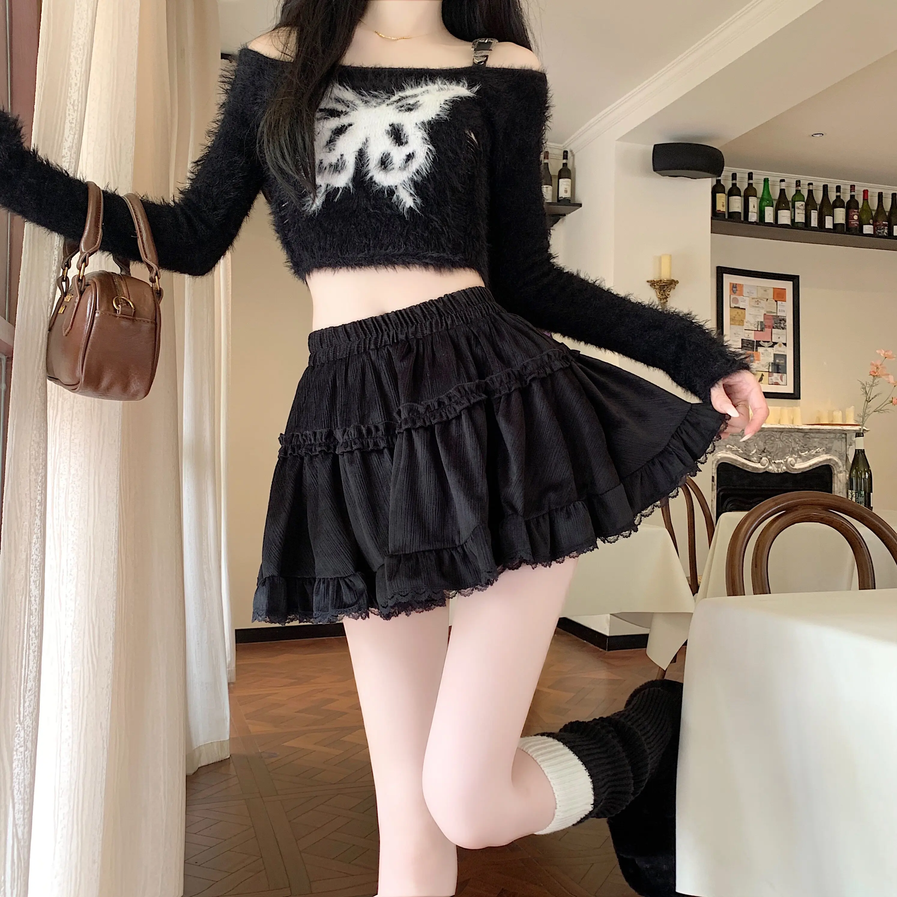Plus‑Size French Ballet‑Style Skort, Women Spring‑Summer High‑Waist Ruffle Tiered Puffy Mini Skirt For Petite Figure