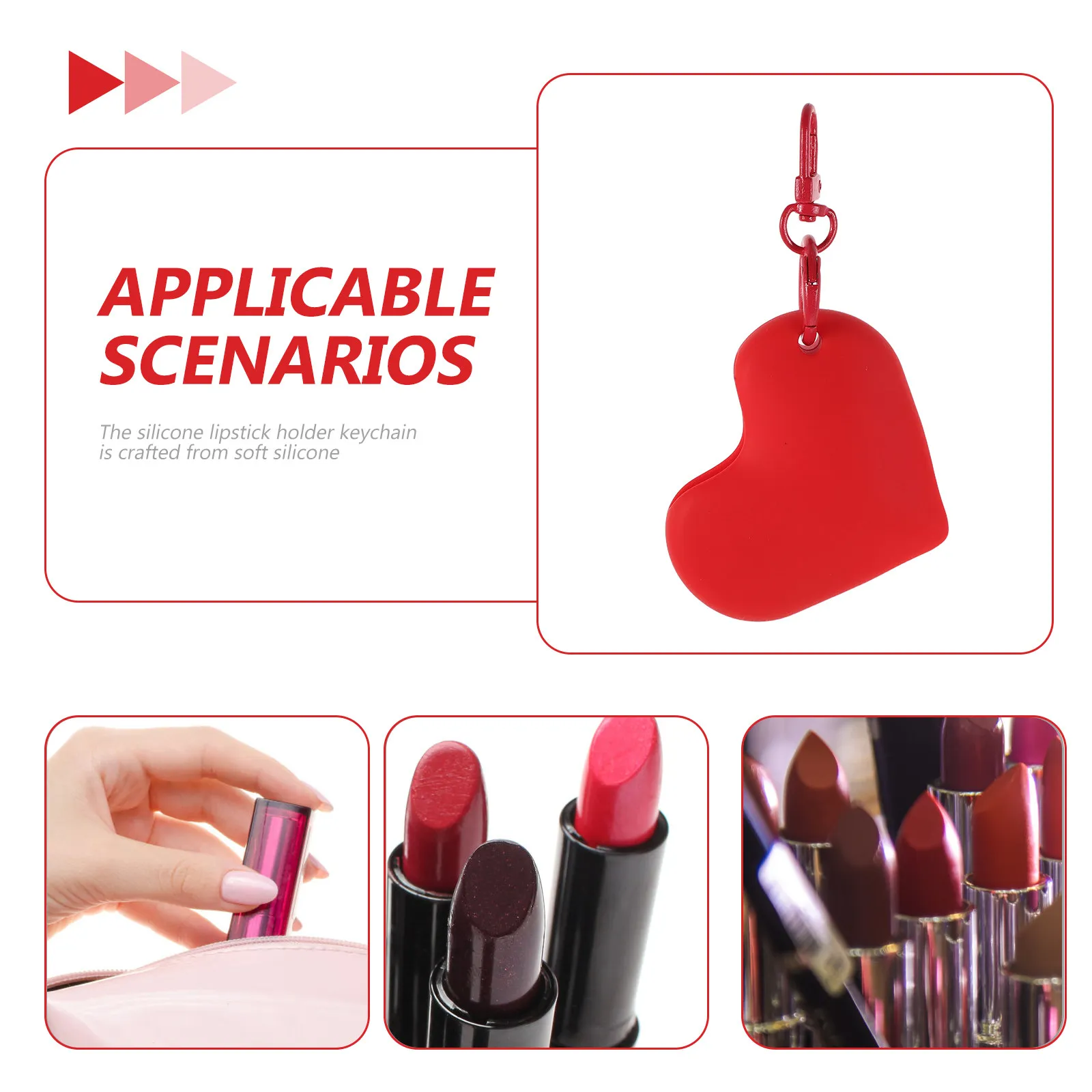 Lipstick Silicone Bracket Heart Shaped Portable Keychain Lazy Lip Gloss Holder Travel Purse Soft Silicone Lipstick Protector
