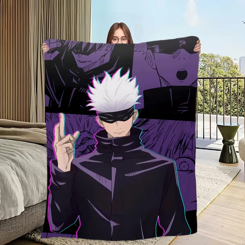 Anime Character G-Gojo S-Satoru Theme Multi Purpose Blanket Flannel Material Soft Warm For Office Travel Gift