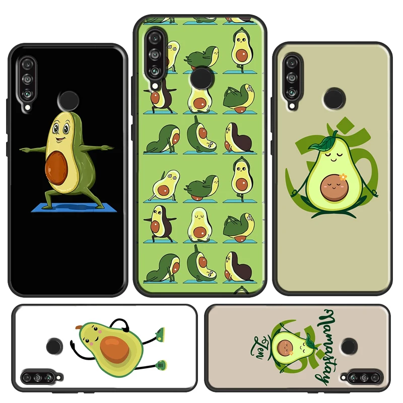 Avocado Yoga Funny Pattern Case For Huawei P30 Lite P40 P50 P20 Pro P Smart 2021 Nova 5T Nova 9 Honor X9 X8 X7 50