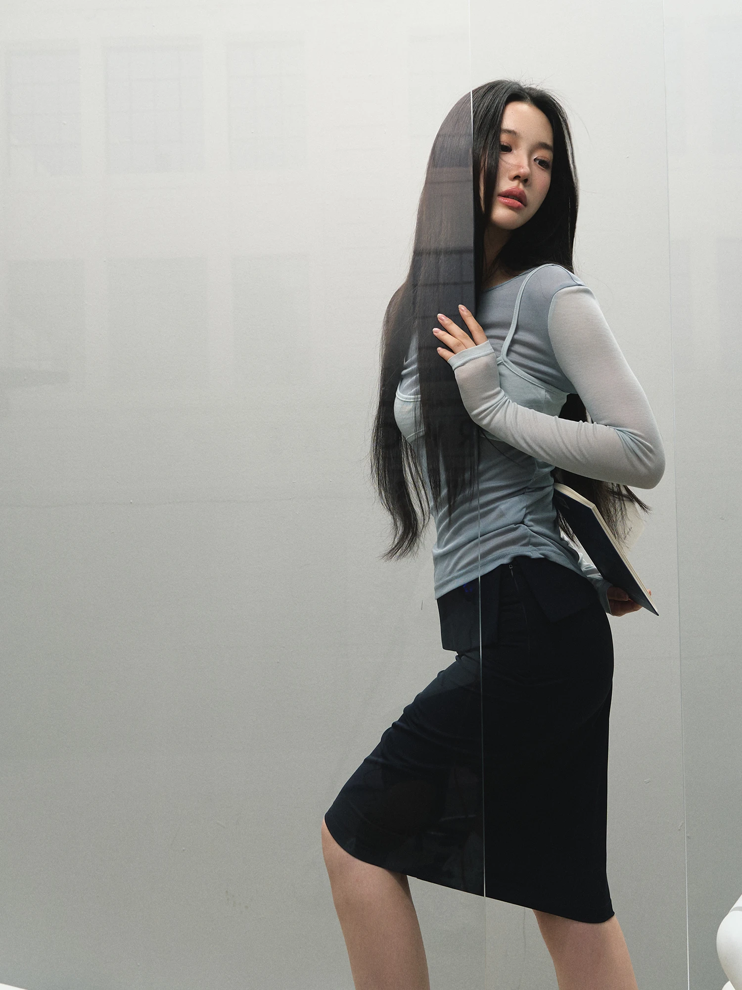 Gonna aderente di media lunghezza Ele di La Lune Du Ciel Profional Design Collezione autunnale Tessuto in poliestere Faion da donna