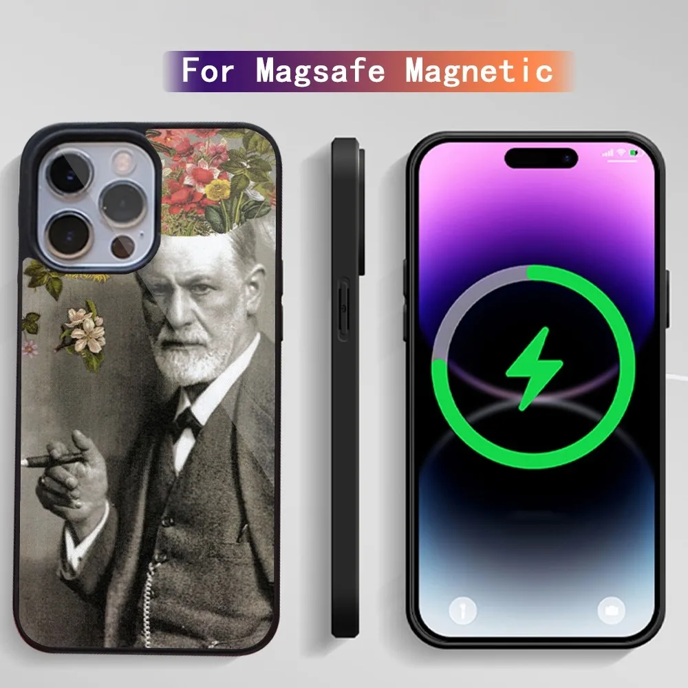 Sigmund psychoanalysis Freud Phone Case For iPhone 15 14 13 12 11 Plus Pro Max Magsafe Magnetic Wireless Charging