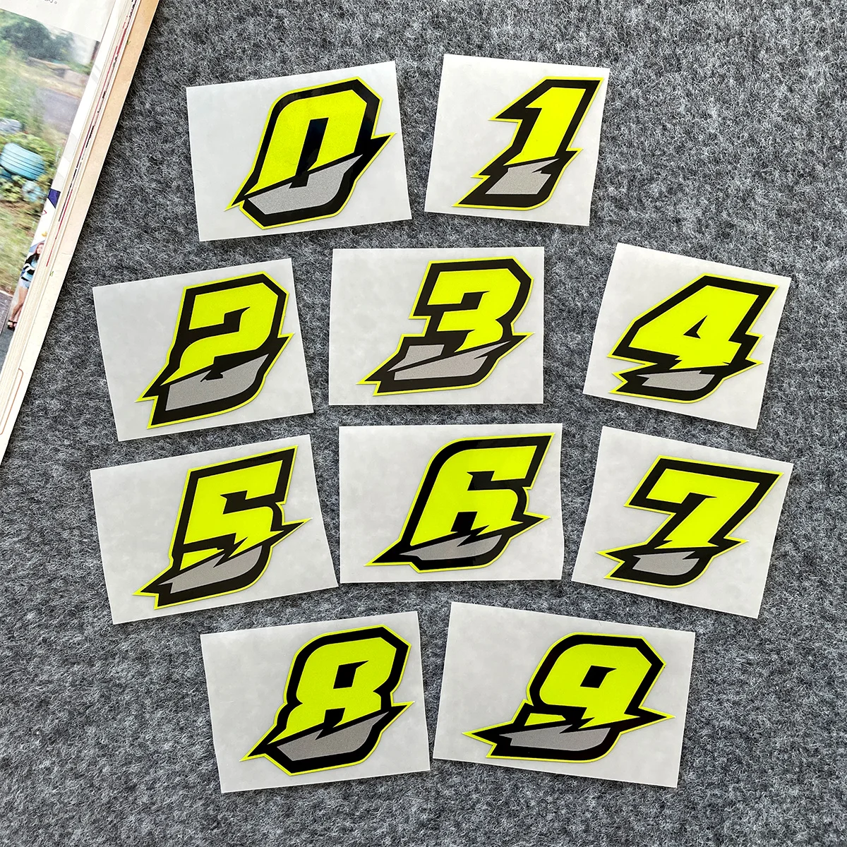0123456789 Green Number Motorcycle Stickers Fuel Tank Fairing DIY Moto Helmet Body Vinyl Decals Accessories for Kawasaki YAMAHA