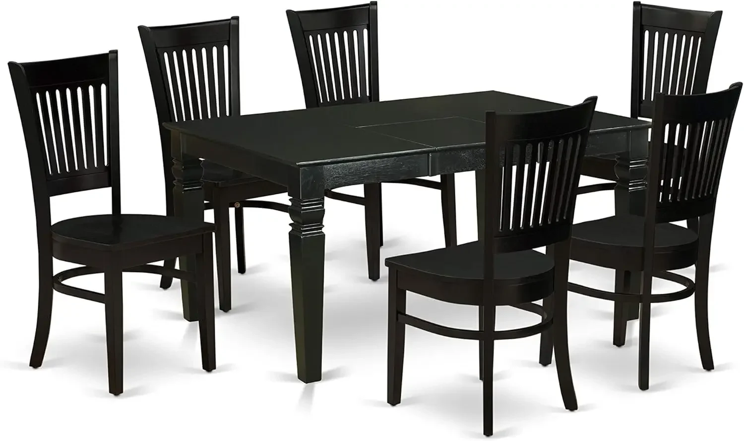 WEVA7-BLK-W Weston 7 Piece Room Furniture Set Consist of A Rectangle Kitchen Table with Butterfly Leaf and 6 Dining Chairs