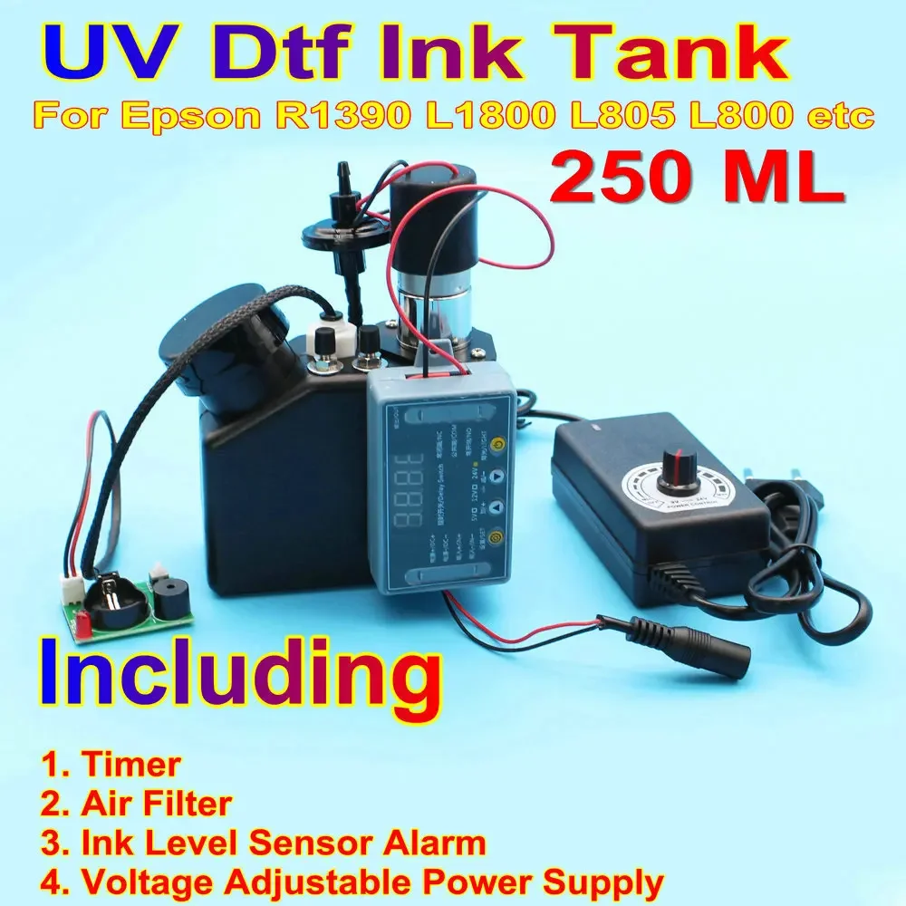 

UV White Ink Tank Box Device Equipment WIth Mixer Ink Level Sensor Alarm For Epson L1800 L805 L800 Uv Printer Tank Stirrer Power