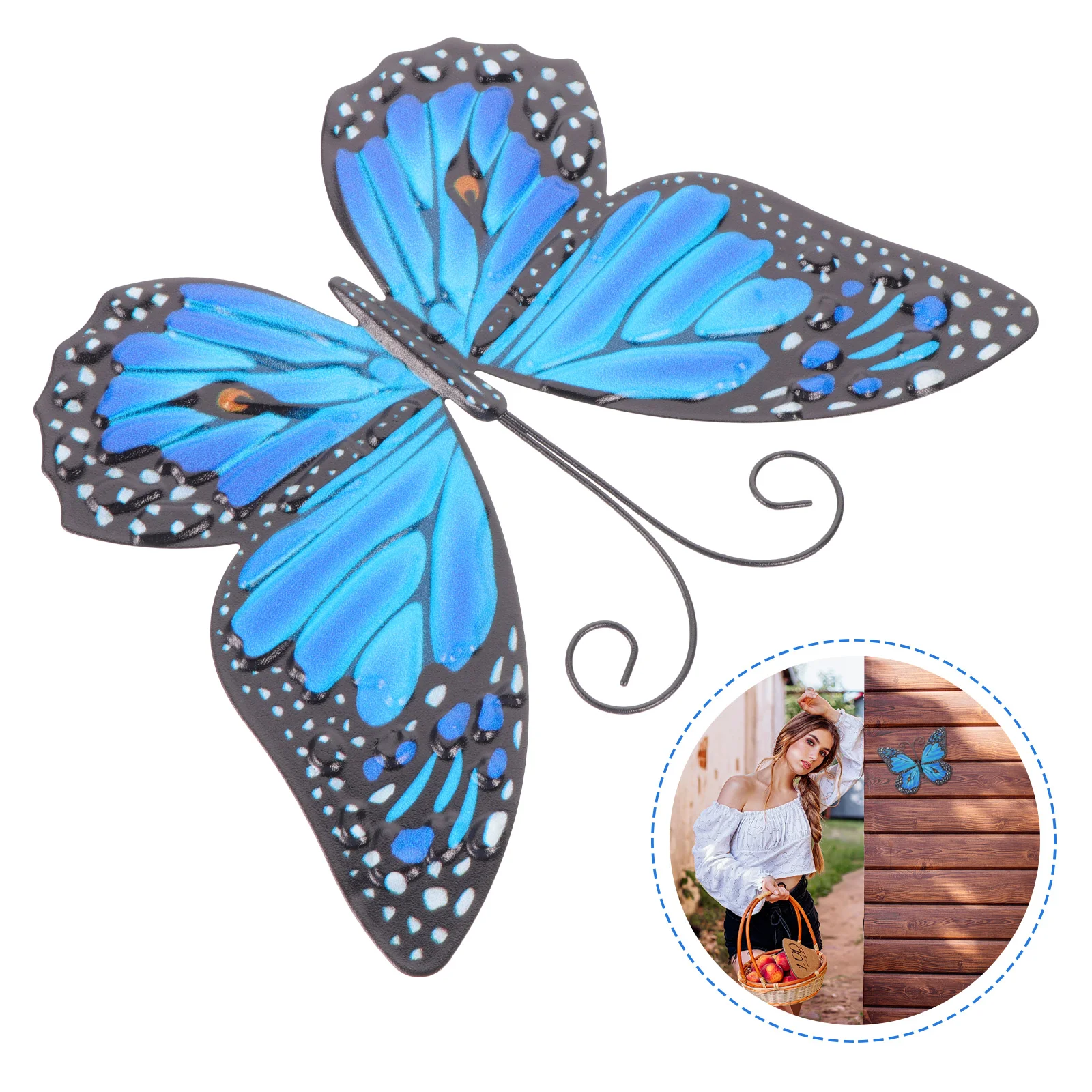 Butterfly Wall Hanging Butterflies Decor Butterfly-shaped Pendant Signage Decorative Iron Blue Garden Decoration Baby