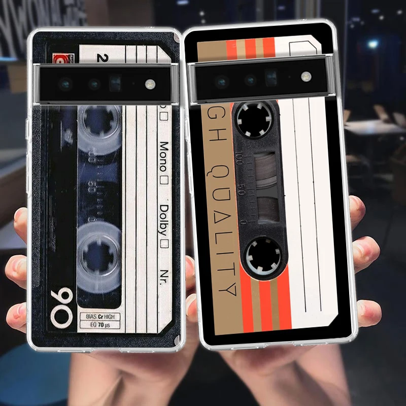 Camera Radio tape Cassette Phone Case For Google Pixel 8 7 6 Pro Soft TPU Shell For Pixel 6A 5 4 5A 4A 3A XL 5G Clear Cover