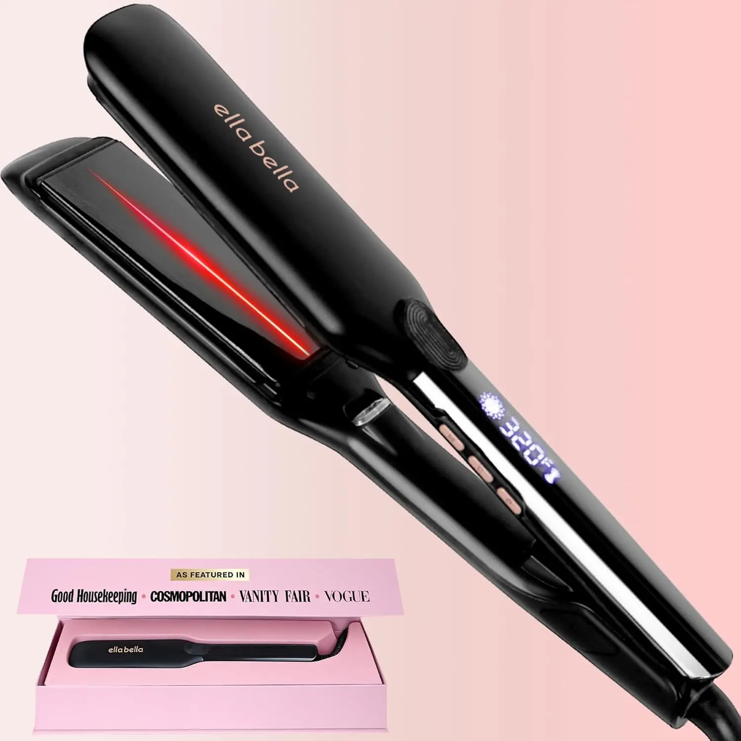 Professional Titanium Flat Iron with Infrared Technology & Digital Display - Adjustable Temperature for All Hair Types
