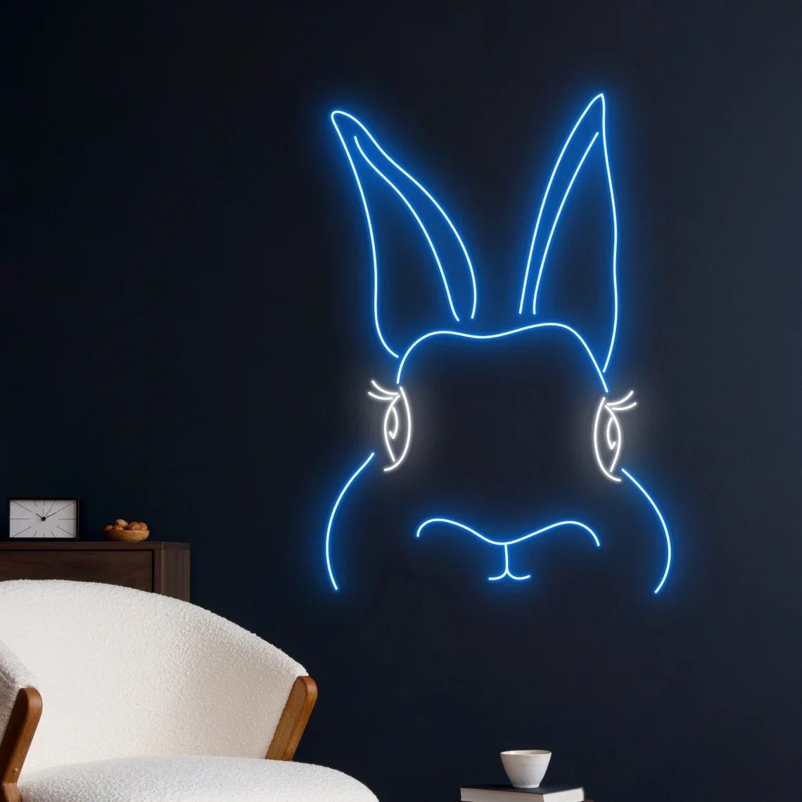 Rabbit Neon Sign Custom Happy Bunny Neon Wall Art Hanging Kids Baby Birthday Gift Game Room Bedroom Neon Sign Wedding Sign