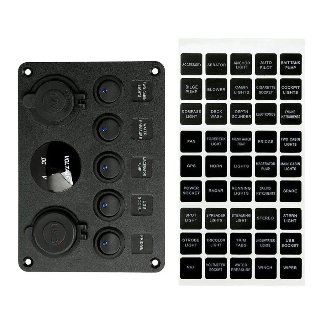 

Multifunctional Marine Toggle Rocker Switch Panel USB Charger Socket Gang Toggle Switch Panel for Boat