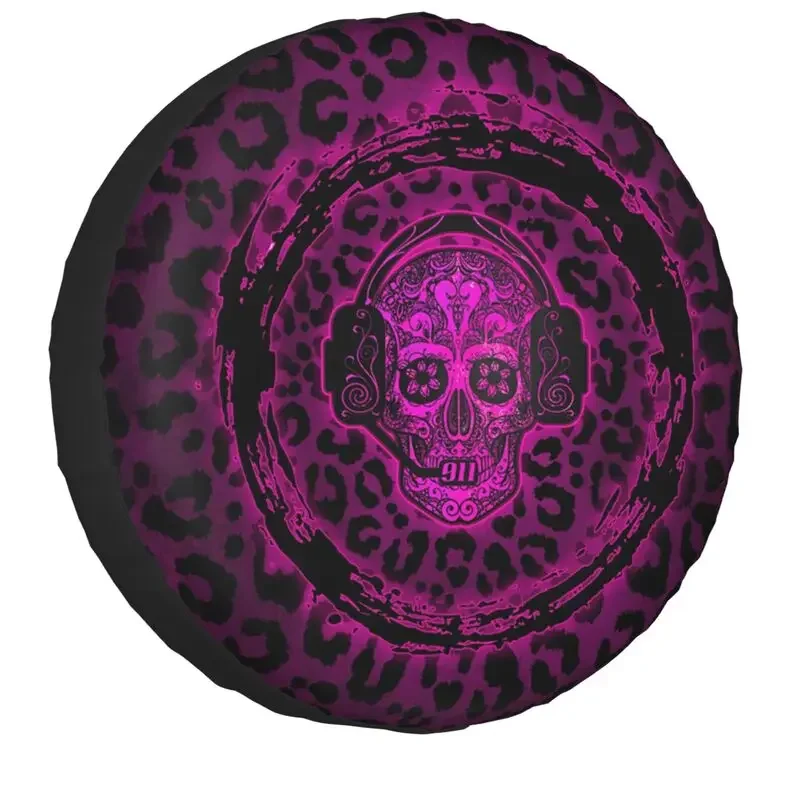 Pink 911 Dispatcher Sugar Skull Spare Wheel Tire Cover for Toyota RAV4 Prado Jeep SUV Camper Vehicle Accessories 14