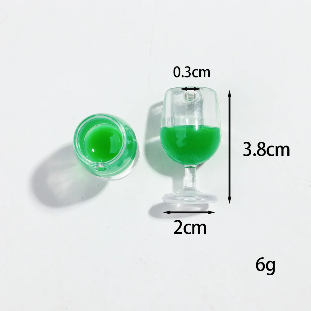 6pcs 3D Resin Red Wine Cup Charms Colorful Acrylic Goblet Bottle Pendant for DIY Jewelry Making Keychain Earring Accessories