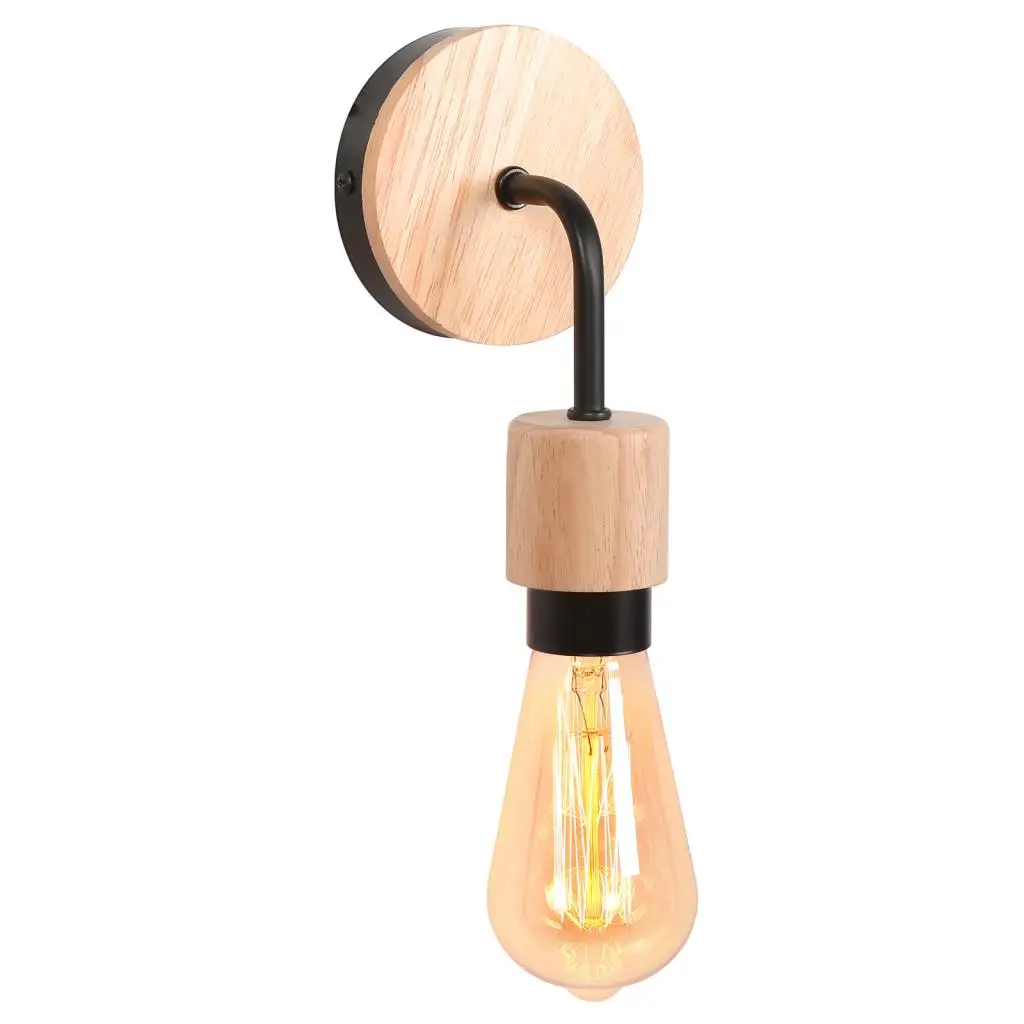 Wooden Wall Lamp E27 Holder Vintage Wall Sconce Indoor Lighting Home Decor For Bedroom Dining Table Fixtures For Living Room